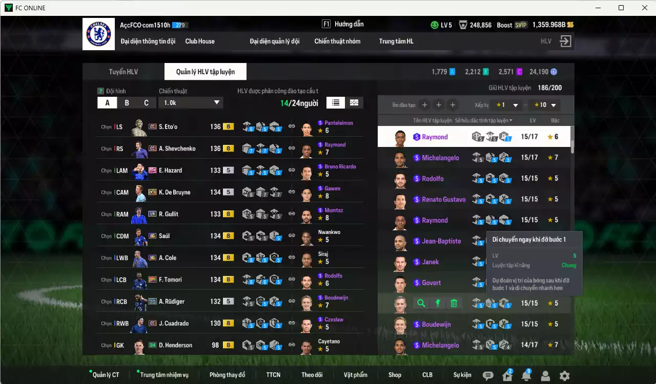Ảnh [ACC Rẻ🔥] Chelsea 566.570b có Eto CC, Sheva CC, Tomori 23HW, Gullit LN, Hazard 25HR, Rudiger 25TS, De Bruyne DCB, A. Cole HG, Saúl HG... HLV Xịn