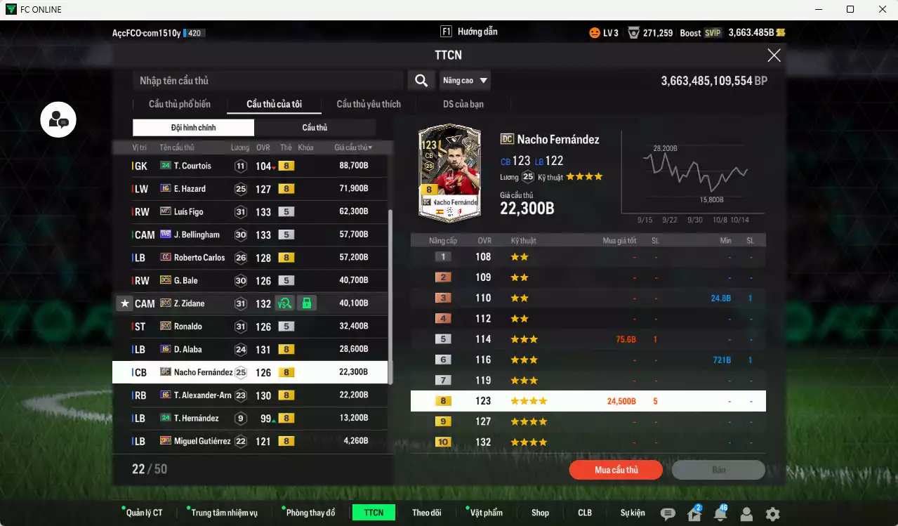 Ảnh Real Madrid 1.105.140b có Essien ITM+5, Mbappé WB, CR7 No.7, Rudiger SPL, Hazard HG, Figo No.7, Bellingham WB, Carlos CC, Bale DCB, Zidane BDO, Ronaldo BDO, Alaba HG, Nacho DC, Arnold HG... Dư 136.000TC, HLV Xịn, VIP BK Tháng 10,11