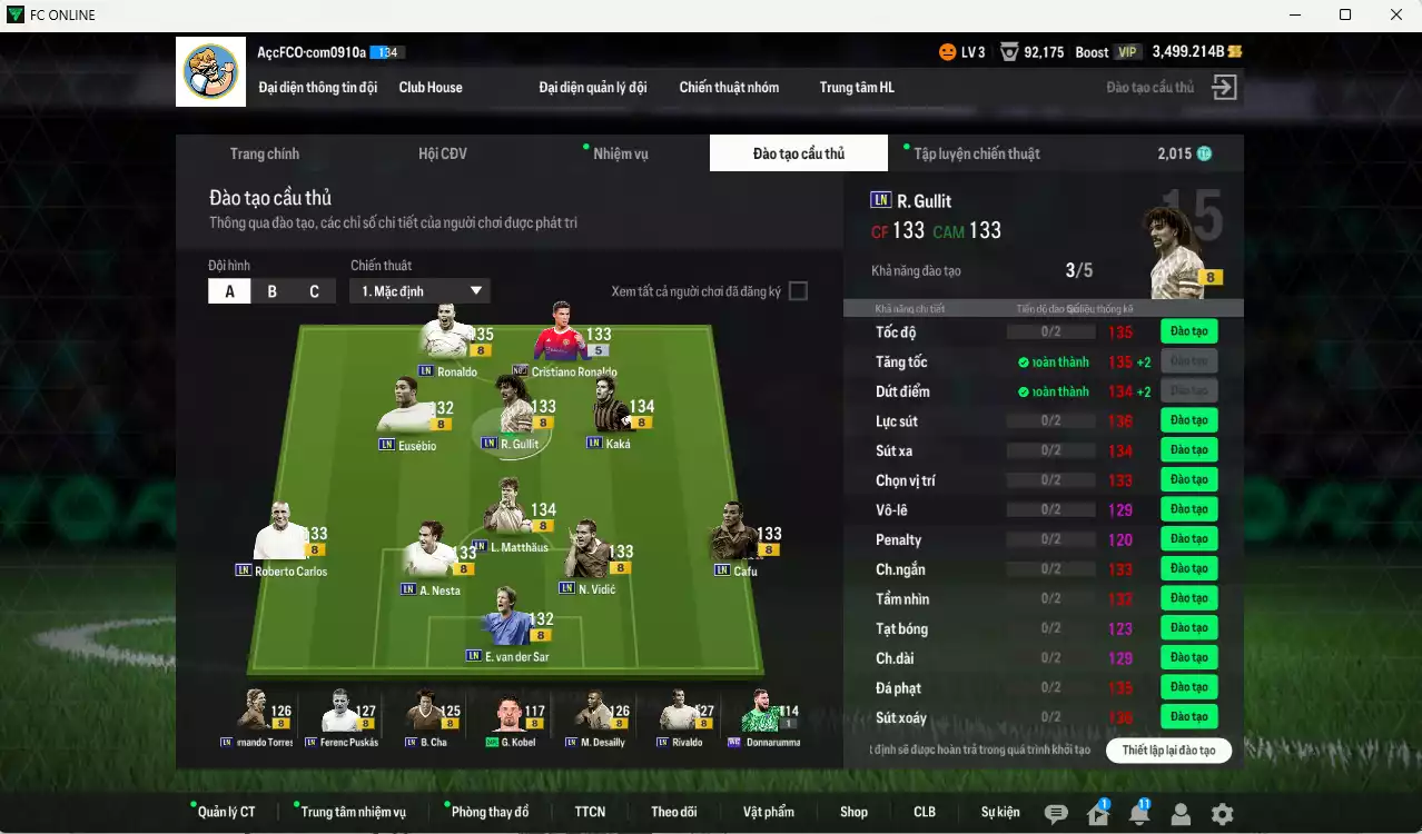 Ảnh [ACC Rẻ🔥] Full mùa LN+8 1.019.100b vs CR7 No.7 có Ronaldo, Kaká, Gullit, Matthaus, Vidic, Eusébio, Nesta, Carlos, Cafu, Rivaldo, Puskás, Desailly, VDS, Torres... LN+8 . HLV Xịn