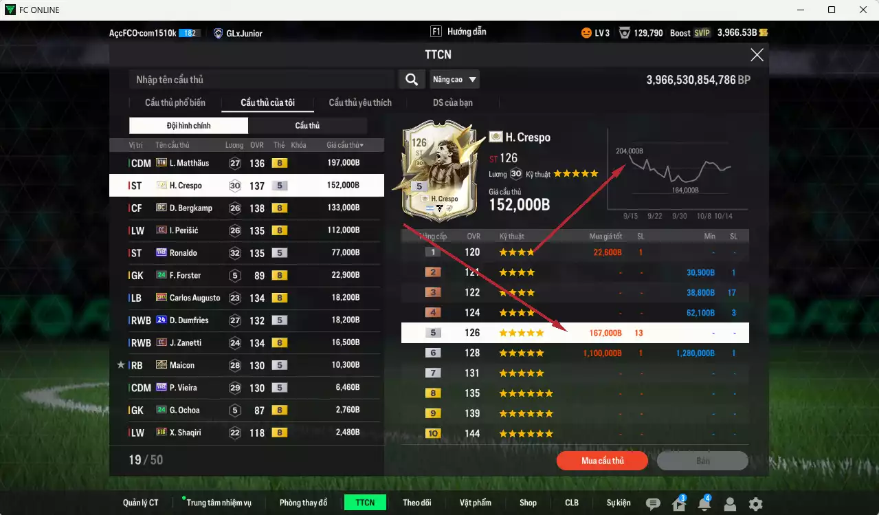 Ảnh [ACC Rẻ🔥] Inter Milan 789.530b có Crespo ITM+5, Matthaus RTN, Bergkamp DC, Ronaldo WB, Perisic CC, Augusto 23HW, Dumfries 24UCL, Zanetti CC, Maicon 25IM... Còn nhiều CP GIẢM THUẾ, gần full bảng đào tạo chiến thuật, HLV Xịn