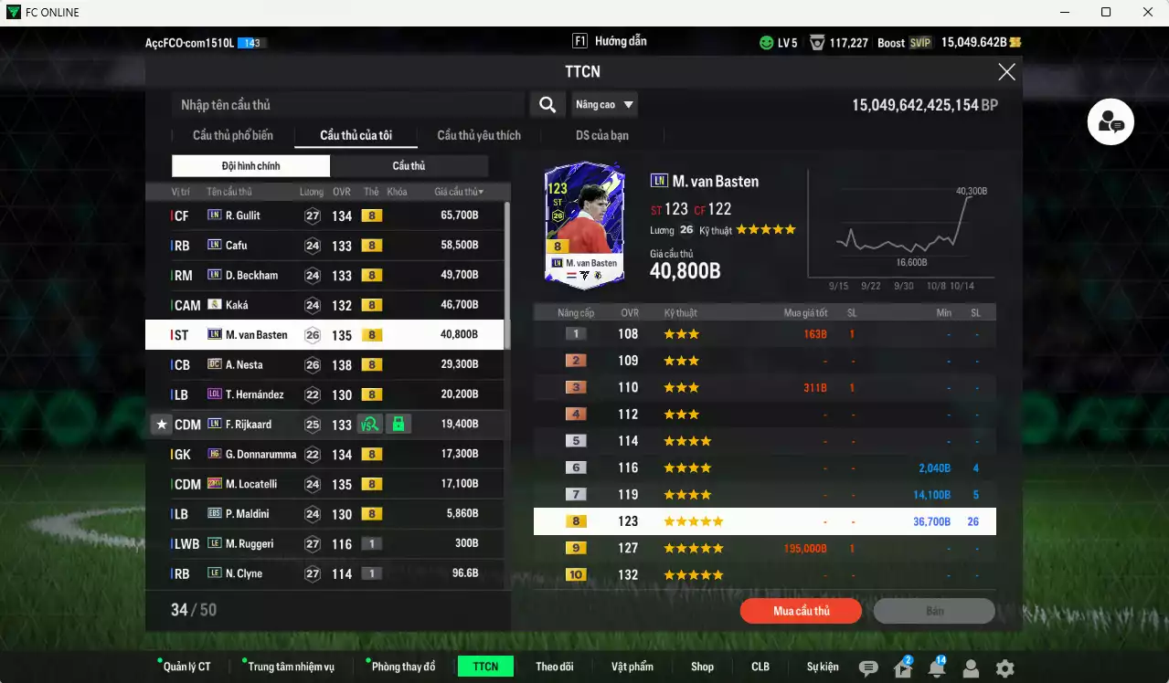 Ảnh AC Milan 371.190b dư 15.000b có Nesta DC(fix BP), Gullit LN, Beckham LN, Besten LN, Kaká RMA, Rijkaard LN, Donnarumma HG, Theo LOL, Locatelli 23HW, Maldini EBS... HLV Xịn