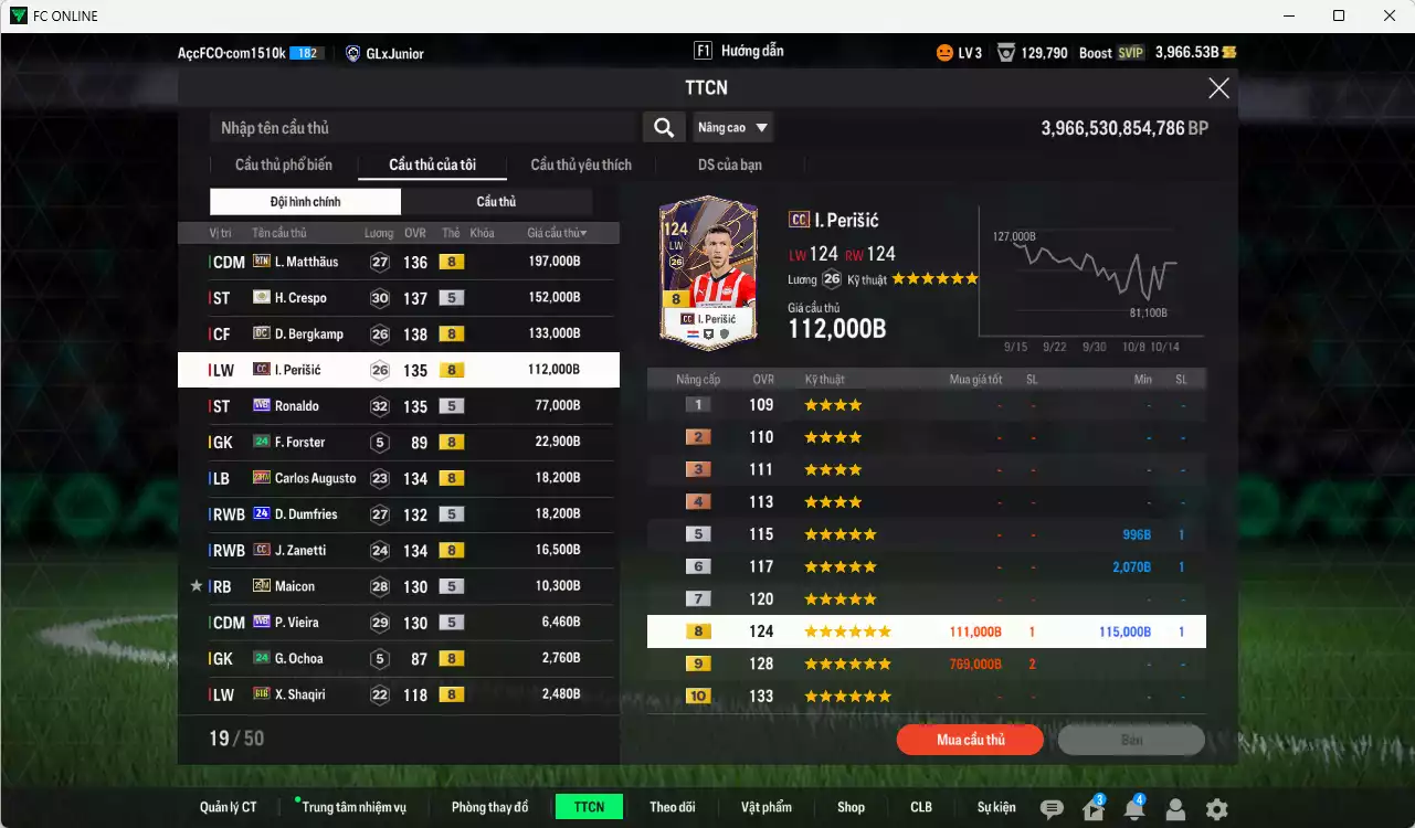 Ảnh [ACC Rẻ🔥] Inter Milan 789.530b có Crespo ITM+5, Matthaus RTN, Bergkamp DC, Ronaldo WB, Perisic CC, Augusto 23HW, Dumfries 24UCL, Zanetti CC, Maicon 25IM... Còn nhiều CP GIẢM THUẾ, gần full bảng đào tạo chiến thuật, HLV Xịn