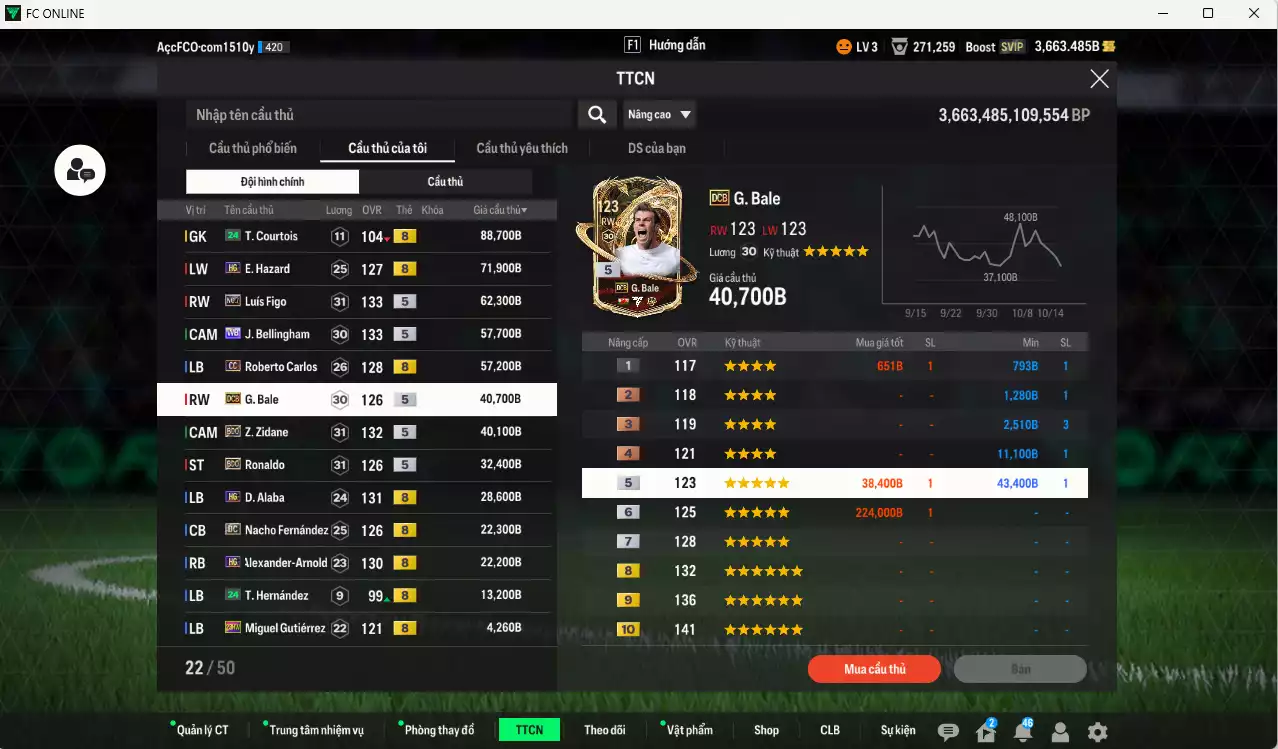 Ảnh Real Madrid 1.105.140b có Essien ITM+5, Mbappé WB, CR7 No.7, Rudiger SPL, Hazard HG, Figo No.7, Bellingham WB, Carlos CC, Bale DCB, Zidane BDO, Ronaldo BDO, Alaba HG, Nacho DC, Arnold HG... Dư 136.000TC, HLV Xịn, VIP BK Tháng 10,11