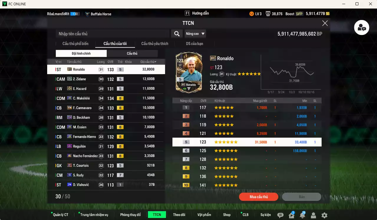 Ảnh [ACC Rẻ🔥] Real Madrid 110.810b có Ronaldo BDO, Zidane GRU, Hazard 25IM, Makélélé LN, Cannavaro RTN, Beckham CU... HLV Xịn