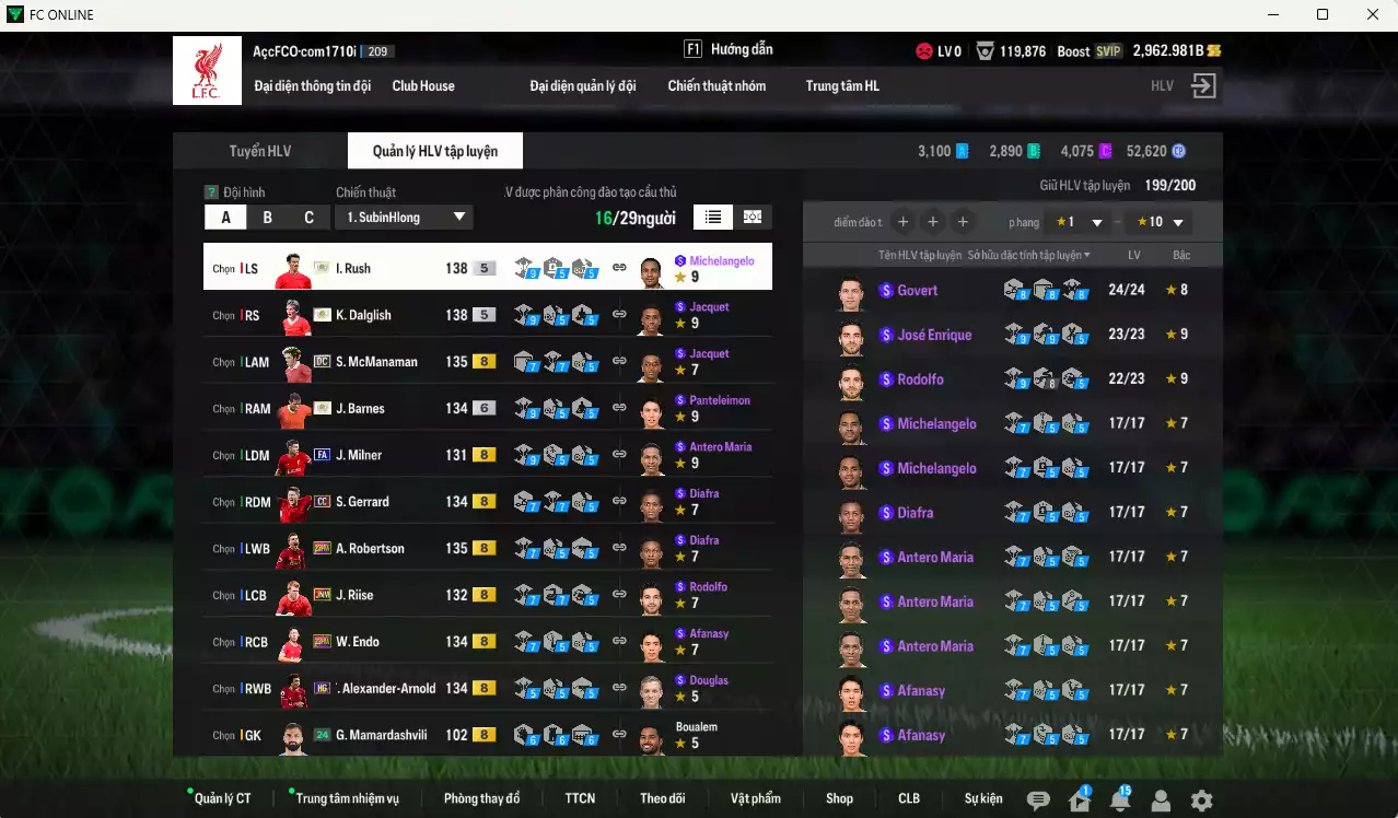 Ảnh [ACC Rẻ🔥] Liverpool 902.920b có Barnes ITM+6 (fix BP), Rush ITM+5, Dalglish ITM+5, Gerrard CC, McManaman DC, Arnold HG, Hoever SPL+9, Chiesa HG, Endo 23HW, Robertson 23HW, Riise JNM... Còn nhiều CP GIẢM THUẾ, HLV Xịn