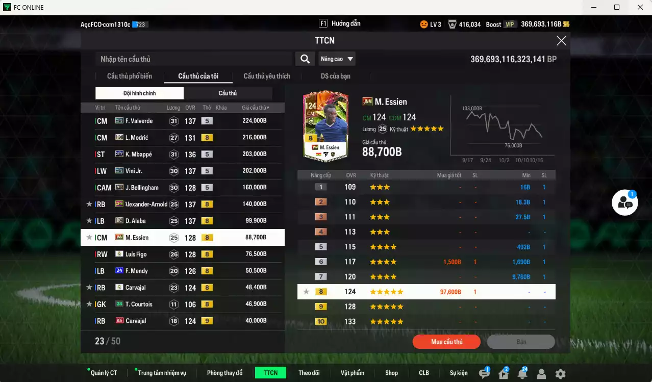 Ảnh [Dư nhiều BP, ACC Rẻ🔥] Real Madrid 5.428.030b dư 369.000b có Kaká ITM+5, Benzema DC, Ronaldo WS, Rudiger 24UCL, CR7 CH, Bale WS, Valverde 25TS, Modric DC, Mbappé 25TY, Vini 25TS, Arnold 23HW, Alaba DC, Essien JNM, Figo RMA... Đã đào tạo full chỉ số nhiều CT, HLV Xịn, VIP KC Tháng 10, BK Tháng 11