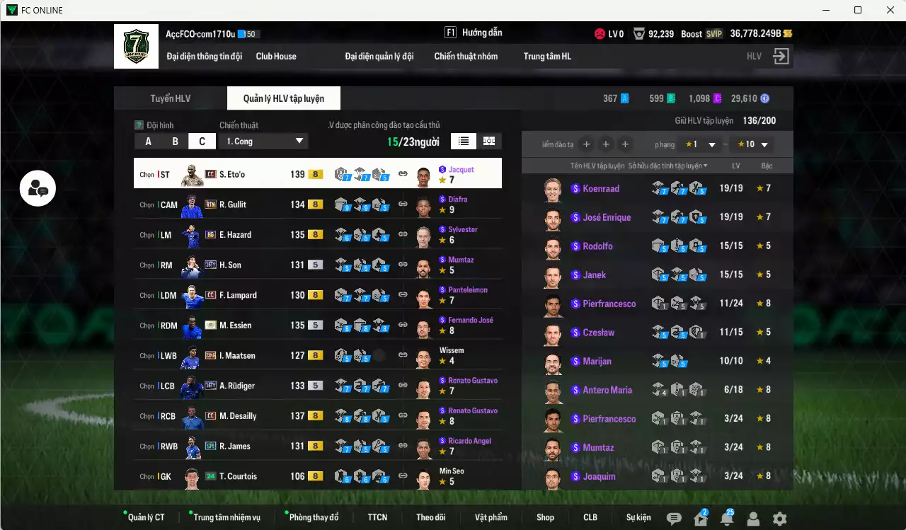 Ảnh [ACC Rẻ🔥] Chelsea 1.098.060b dư 36.000b có Eto CC, H. Son 25TY, Essien ITM+5, Ballack LN, Desailly CC, Sheva CC, Hazard HG, Lampard CC, Gullit RTN, Rudiger 25TY, R. James SPL, A. Cole CC... Còn nhiều CP GIẢM THUẾ, HLV Xịn