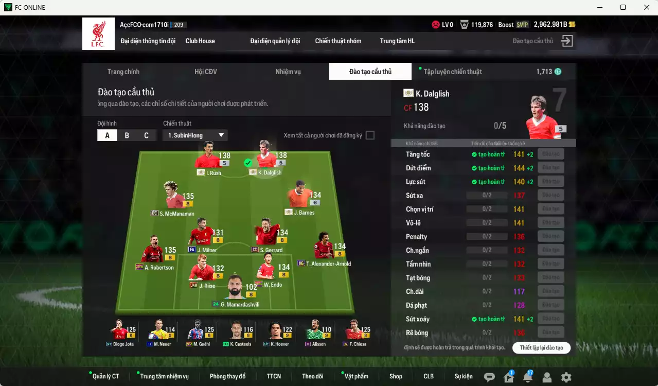Ảnh [ACC Rẻ🔥] Liverpool 902.920b có Barnes ITM+6 (fix BP), Rush ITM+5, Dalglish ITM+5, Gerrard CC, McManaman DC, Arnold HG, Hoever SPL+9, Chiesa HG, Endo 23HW, Robertson 23HW, Riise JNM... Còn nhiều CP GIẢM THUẾ, HLV Xịn