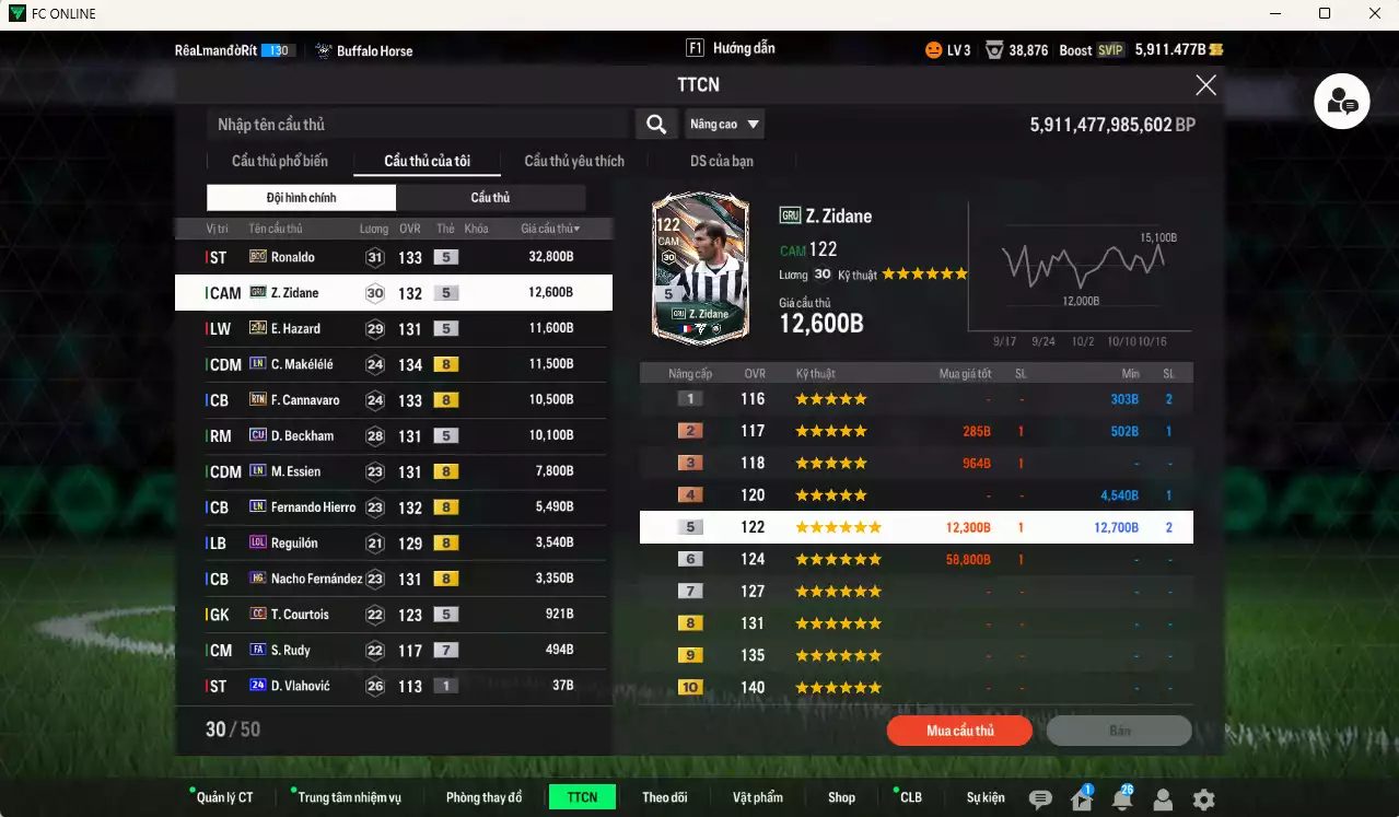 Ảnh [ACC Rẻ🔥] Real Madrid 110.810b có Ronaldo BDO, Zidane GRU, Hazard 25IM, Makélélé LN, Cannavaro RTN, Beckham CU... HLV Xịn