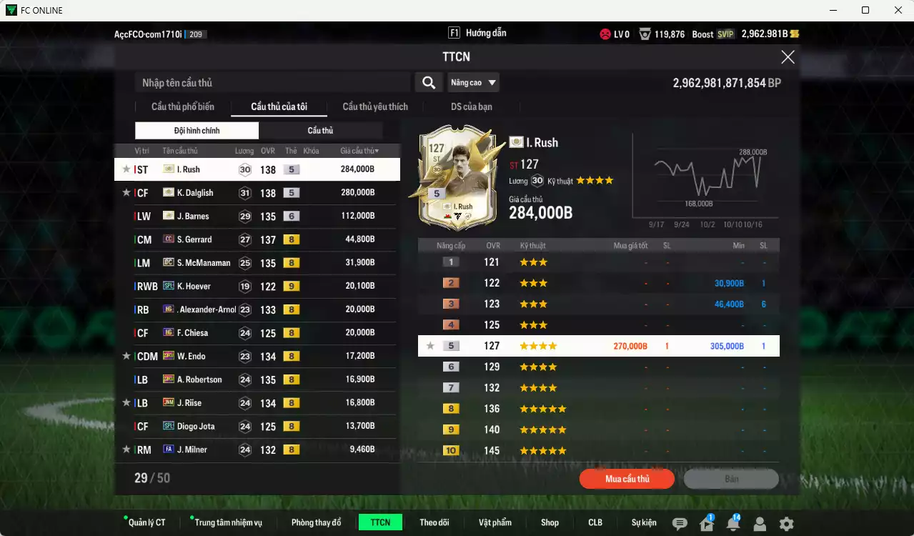 Ảnh [ACC Rẻ🔥] Liverpool 902.920b có Barnes ITM+6 (fix BP), Rush ITM+5, Dalglish ITM+5, Gerrard CC, McManaman DC, Arnold HG, Hoever SPL+9, Chiesa HG, Endo 23HW, Robertson 23HW, Riise JNM... Còn nhiều CP GIẢM THUẾ, HLV Xịn