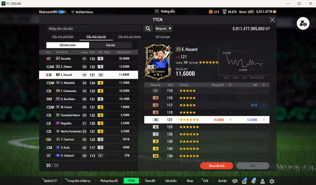 Ảnh [ACC Rẻ🔥] Real Madrid 110.810b có Ronaldo BDO, Zidane GRU, Hazard 25IM, Makélélé LN, Cannavaro RTN, Beckham CU... HLV Xịn
