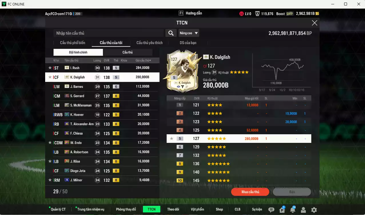Ảnh [ACC Rẻ🔥] Liverpool 902.920b có Barnes ITM+6 (fix BP), Rush ITM+5, Dalglish ITM+5, Gerrard CC, McManaman DC, Arnold HG, Hoever SPL+9, Chiesa HG, Endo 23HW, Robertson 23HW, Riise JNM... Còn nhiều CP GIẢM THUẾ, HLV Xịn