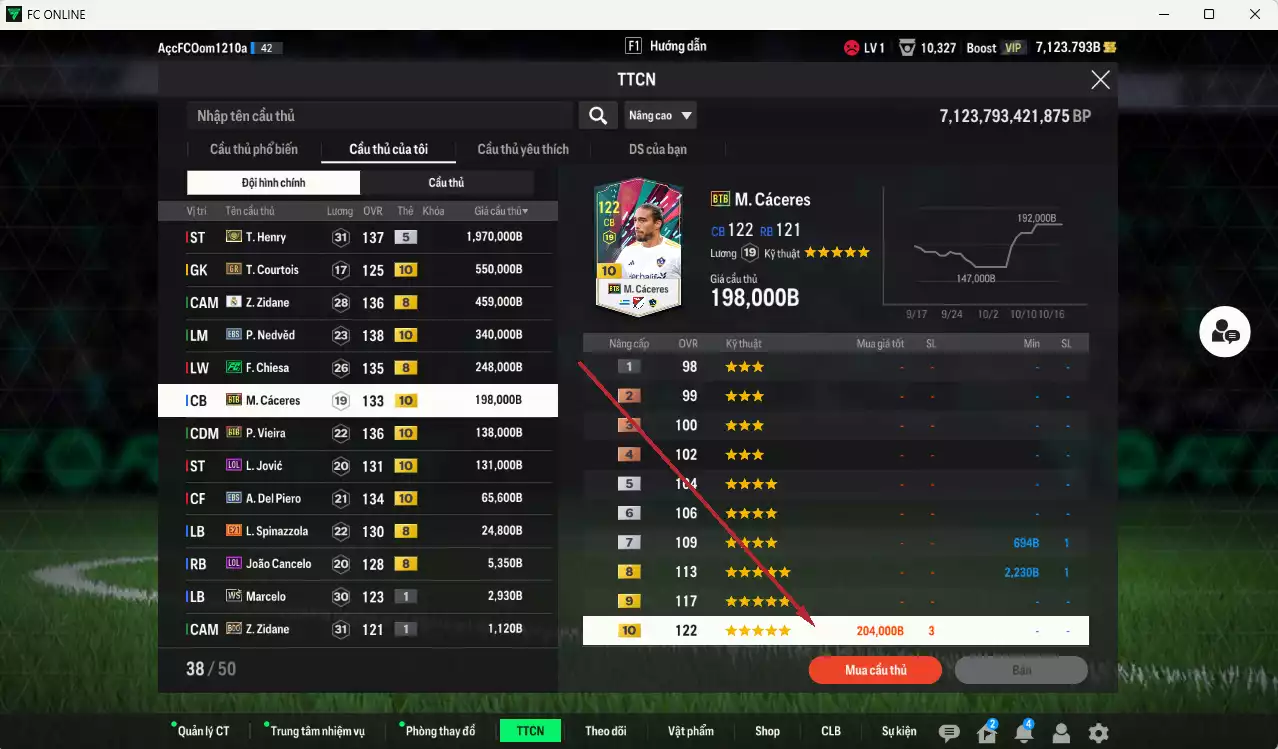 Ảnh [ACC Hiếm, lạ, ACC Rẻ🔥] Juventus 4.134.090b có Henry ITM+5, Nedved EBS+10 (bù), Vieira BTB+10 (bù) , Courtois GR+10, Cáceres BTB+10 (bù), Zidane RMA, Chiesa FC, Del Piero EBS+10 (bù), Jovic LOL+10 (bù)... Còn nhiều CP GIẢM THUẾ, dư 44.000TC, VIP BK Tháng 11