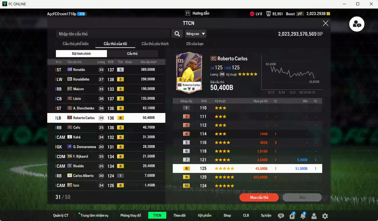 Ảnh [ACC Rẻ🔥] Milan mix Brazil 1.284.300b có Ronaldo CH, Ronaldinho MDL, Maicon BDO, Lúcio CC, Sheva CC, Carlos CC, Cafu CC, Kaká RMA, Rijkaard RTN, Rivaldo LN... HLV Xịn