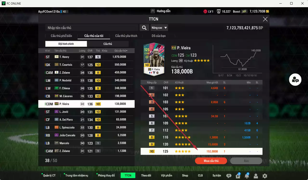 Ảnh [ACC Hiếm, lạ, ACC Rẻ🔥] Juventus 4.134.090b có Henry ITM+5, Nedved EBS+10 (bù), Vieira BTB+10 (bù) , Courtois GR+10, Cáceres BTB+10 (bù), Zidane RMA, Chiesa FC, Del Piero EBS+10 (bù), Jovic LOL+10 (bù)... Còn nhiều CP GIẢM THUẾ, dư 44.000TC, VIP BK Tháng 11