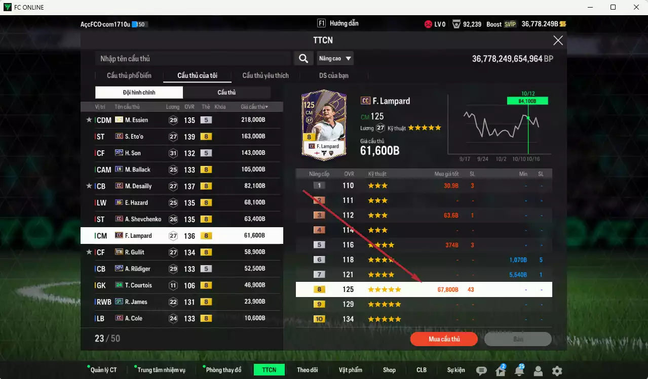 Ảnh [ACC Rẻ🔥] Chelsea 1.098.060b dư 36.000b có Eto CC, H. Son 25TY, Essien ITM+5, Ballack LN, Desailly CC, Sheva CC, Hazard HG, Lampard CC, Gullit RTN, Rudiger 25TY, R. James SPL, A. Cole CC... Còn nhiều CP GIẢM THUẾ, HLV Xịn