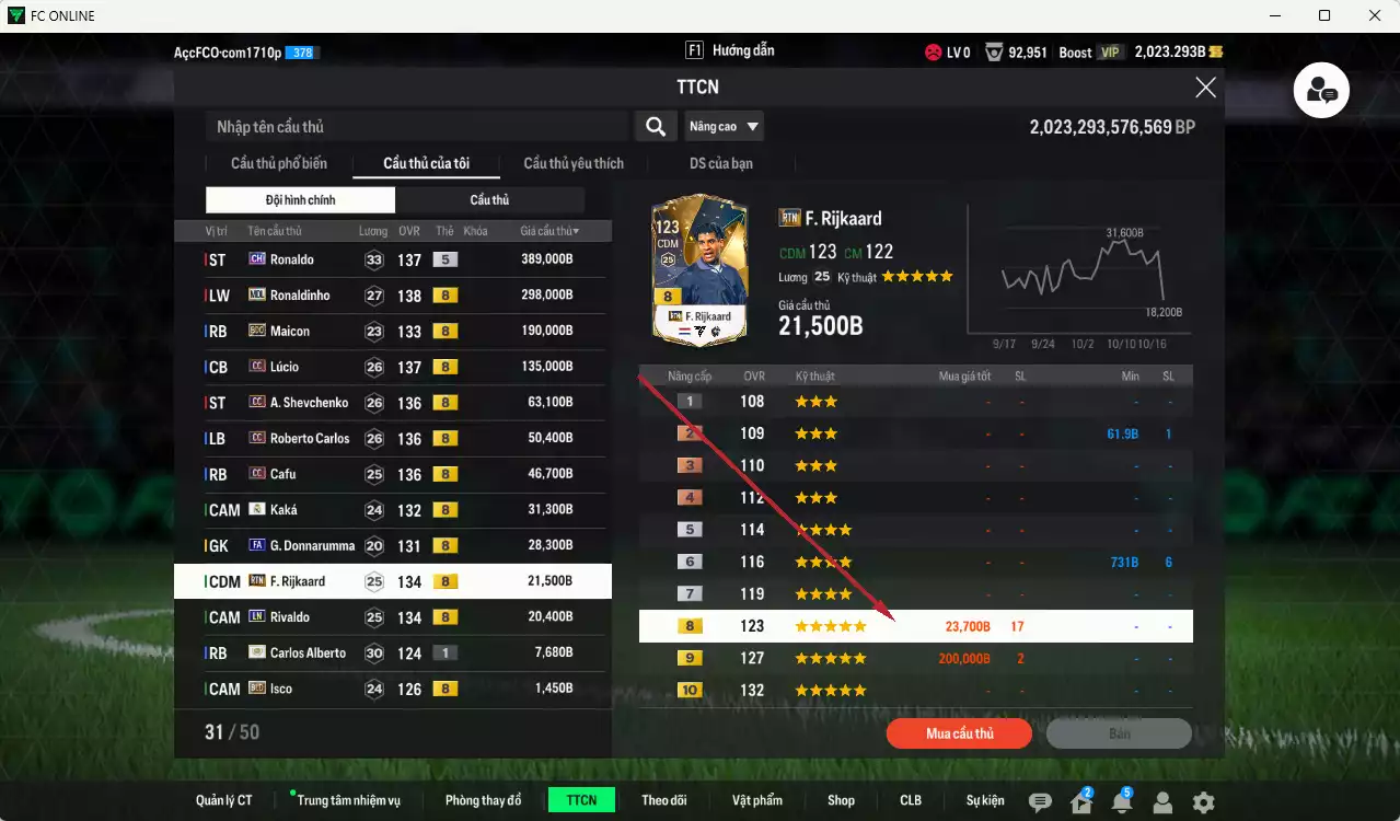 Ảnh [ACC Rẻ🔥] Milan mix Brazil 1.284.300b có Ronaldo CH, Ronaldinho MDL, Maicon BDO, Lúcio CC, Sheva CC, Carlos CC, Cafu CC, Kaká RMA, Rijkaard RTN, Rivaldo LN... HLV Xịn