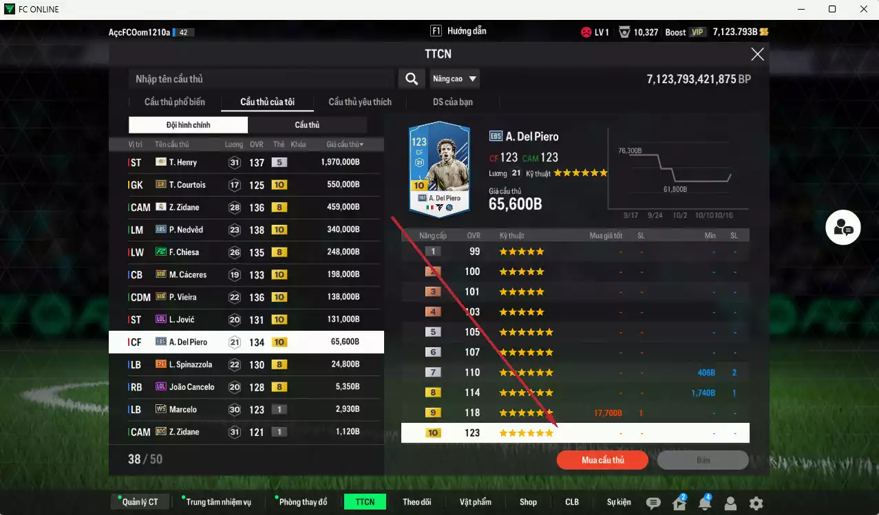 Ảnh [ACC Hiếm, lạ, ACC Rẻ🔥] Juventus 4.134.090b có Henry ITM+5, Nedved EBS+10 (bù), Vieira BTB+10 (bù) , Courtois GR+10, Cáceres BTB+10 (bù), Zidane RMA, Chiesa FC, Del Piero EBS+10 (bù), Jovic LOL+10 (bù)... Còn nhiều CP GIẢM THUẾ, dư 44.000TC, VIP BK Tháng 11