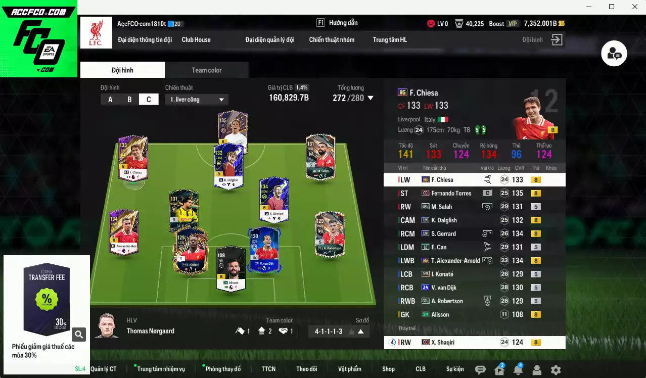 [ACC Rẻ🔥] Liverpool 160.820b có Arnold HG, Torres CC, E. Can LE, Chiesa HG, Dalglish LN, Gerrard LN, Shaqiri CC, Konaté 24TS... HLV Xịn
