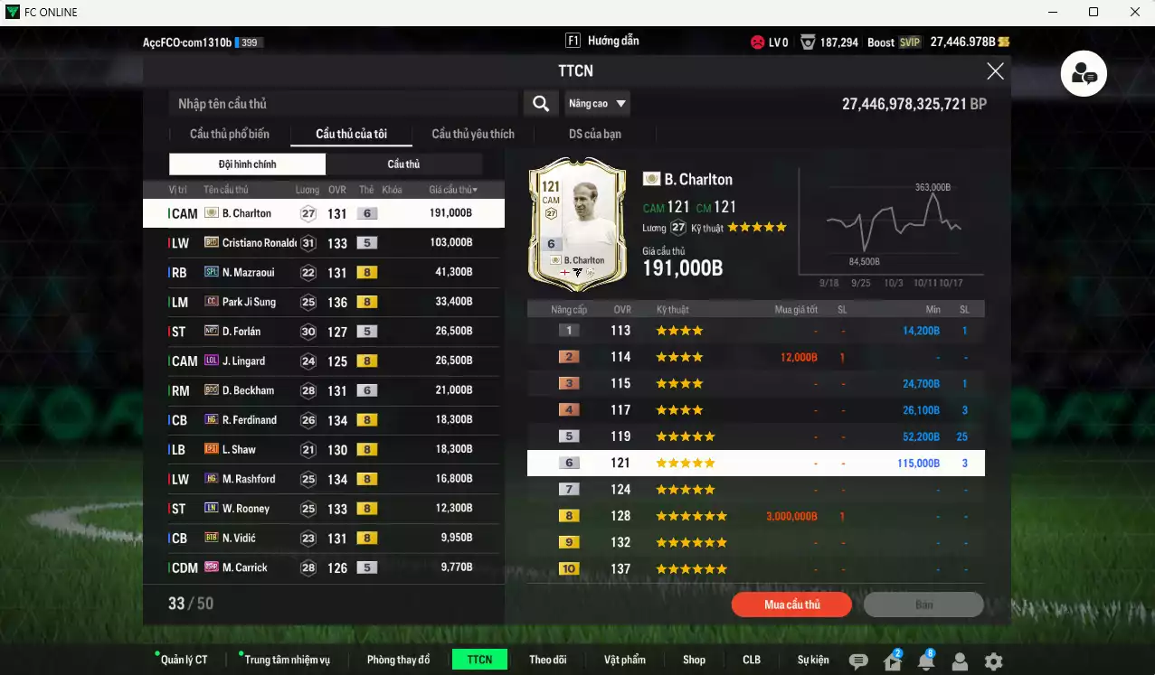 Ảnh [ACC Rẻ🔥] Man Utd. 553.430b dư 27.000b có CR7 BLD, Park CC, Forlán No.7, Charlton ICON+6, Lingard LOL, Beckham BDO+6, Ferdinand HG, Mazraoui SPL, Shaw E21, Rashford HG, Rooney LN... Còn nhiều SVIP, CP GIẢM THUẾ, Dư 37.000 TC, HLV Xịn