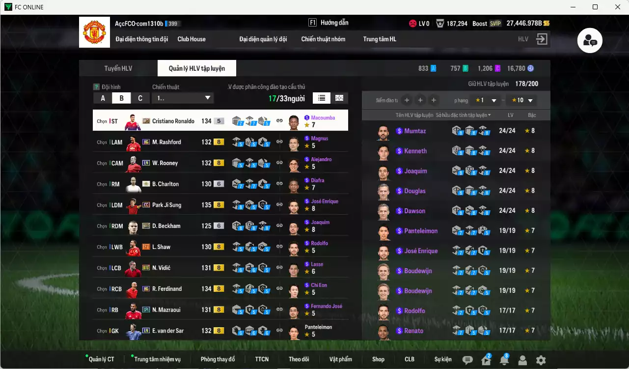 Ảnh [ACC Rẻ🔥] Man Utd. 553.430b dư 27.000b có CR7 BLD, Park CC, Forlán No.7, Charlton ICON+6, Lingard LOL, Beckham BDO+6, Ferdinand HG, Mazraoui SPL, Shaw E21, Rashford HG, Rooney LN... Còn nhiều SVIP, CP GIẢM THUẾ, Dư 37.000 TC, HLV Xịn
