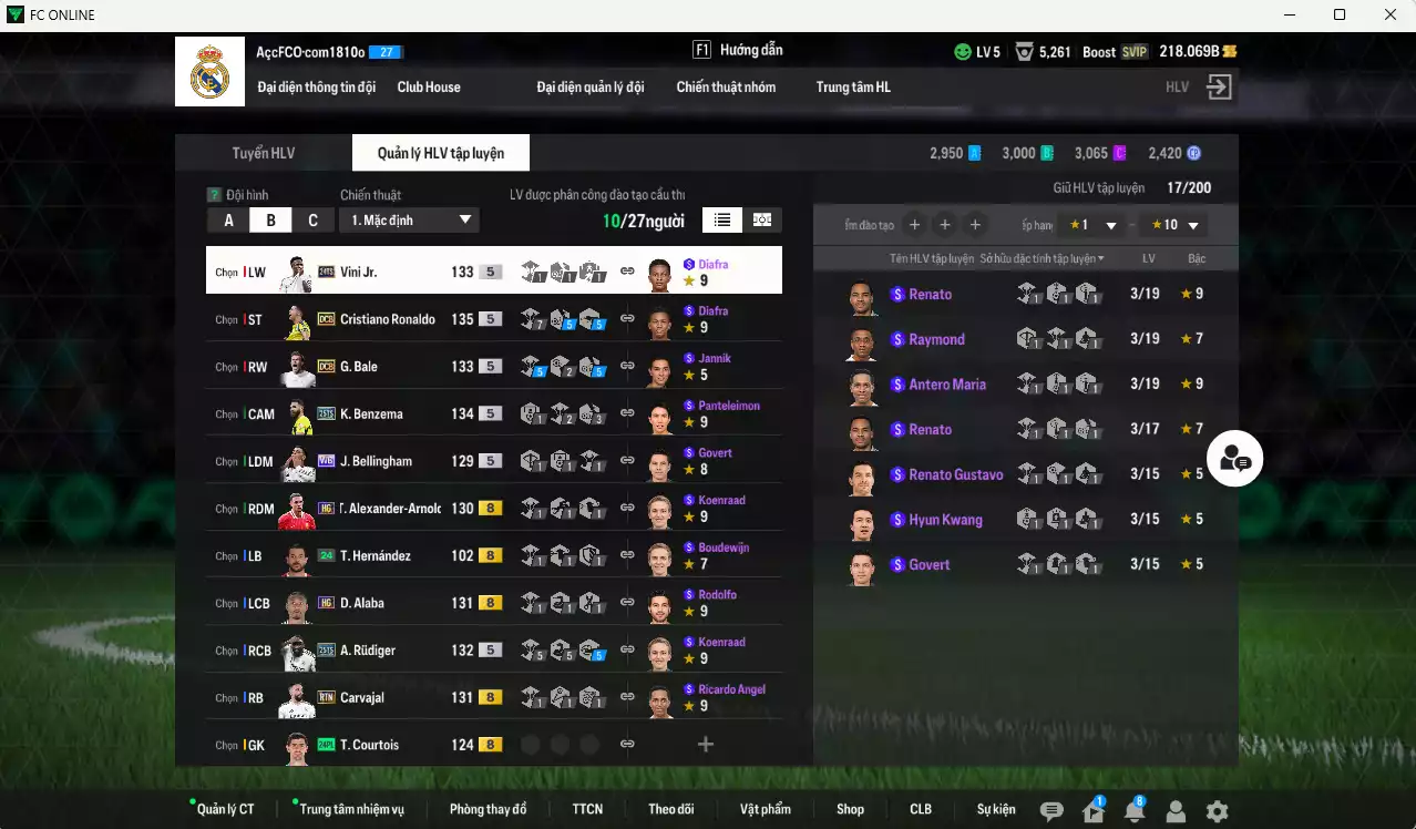 Ảnh Real Madrid 458.290b có CR7 DCB, Vini 24TS, Bellingham WB, Benzema 25TS, Rudiger 25TS, Bale DCB, Alaba HG, Carvajal RTN, Arnold HG... Dư 48.000TC