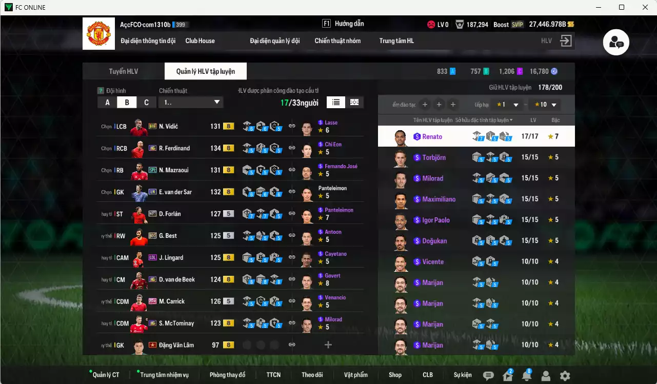 Ảnh [ACC Rẻ🔥] Man Utd. 553.430b dư 27.000b có CR7 BLD, Park CC, Forlán No.7, Charlton ICON+6, Lingard LOL, Beckham BDO+6, Ferdinand HG, Mazraoui SPL, Shaw E21, Rashford HG, Rooney LN... Còn nhiều SVIP, CP GIẢM THUẾ, Dư 37.000 TC, HLV Xịn