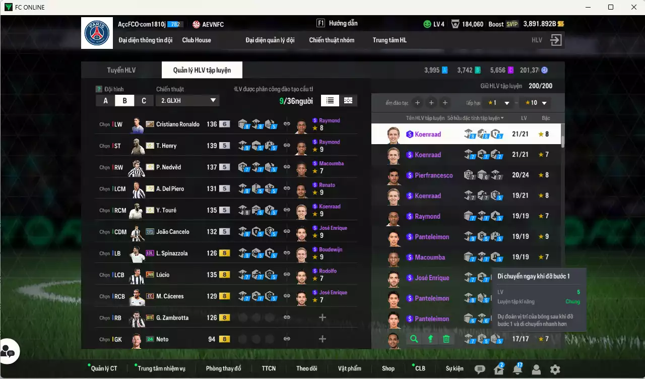 Ảnh [ACC Rẻ🔥] Juventus 3.926.850b có Henry ITM+5, Nedved ITM+5, CR7 BLD+6, Del Piero ITM+5, Touré ITM+5, Lúcio JNM, Cancelo 25TS, Cáceres CC... Đã đào tạo full chỉ số nhiều CT, HLV Xịn, VIP BK Tháng 10