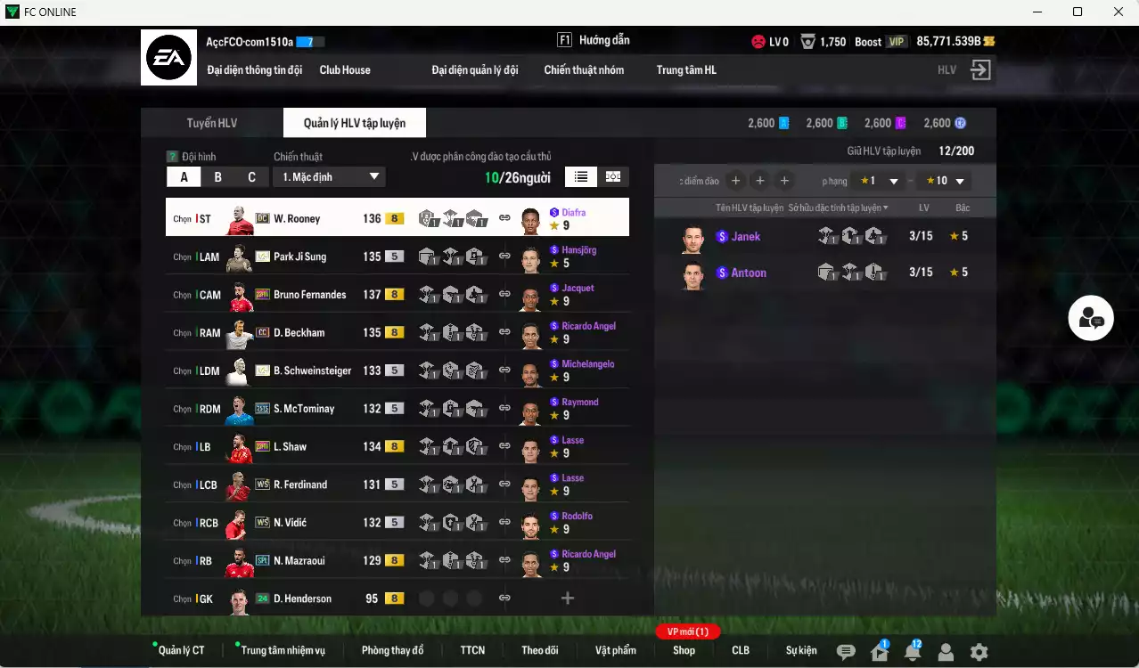 Ảnh [ACC Rẻ🔥] Man Utd. 1.423.620b dư 85.000b có Bruno 23HW, Rooney DC, Schweinsteiger ITM+5, Park ITM+5, Beckham DC, McTominay 25TS, Vidic WS, Ferdinand WS, Shaw 23HW, Mazraoui SPL... VIP BK Tháng 11