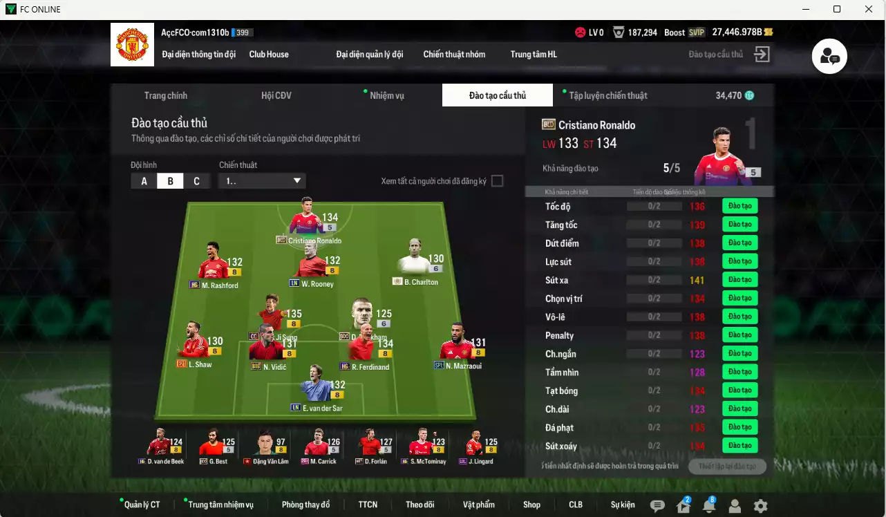 Ảnh [ACC Rẻ🔥] Man Utd. 553.430b dư 27.000b có CR7 BLD, Park CC, Forlán No.7, Charlton ICON+6, Lingard LOL, Beckham BDO+6, Ferdinand HG, Mazraoui SPL, Shaw E21, Rashford HG, Rooney LN... Còn nhiều SVIP, CP GIẢM THUẾ, Dư 37.000 TC, HLV Xịn