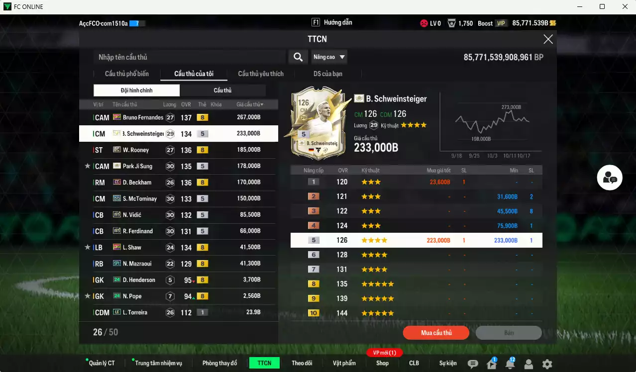 Ảnh [ACC Rẻ🔥] Man Utd. 1.423.620b dư 85.000b có Bruno 23HW, Rooney DC, Schweinsteiger ITM+5, Park ITM+5, Beckham DC, McTominay 25TS, Vidic WS, Ferdinand WS, Shaw 23HW, Mazraoui SPL... VIP BK Tháng 11