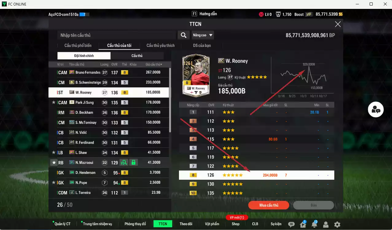 Ảnh [ACC Rẻ🔥] Man Utd. 1.423.620b dư 85.000b có Bruno 23HW, Rooney DC, Schweinsteiger ITM+5, Park ITM+5, Beckham DC, McTominay 25TS, Vidic WS, Ferdinand WS, Shaw 23HW, Mazraoui SPL... VIP BK Tháng 11