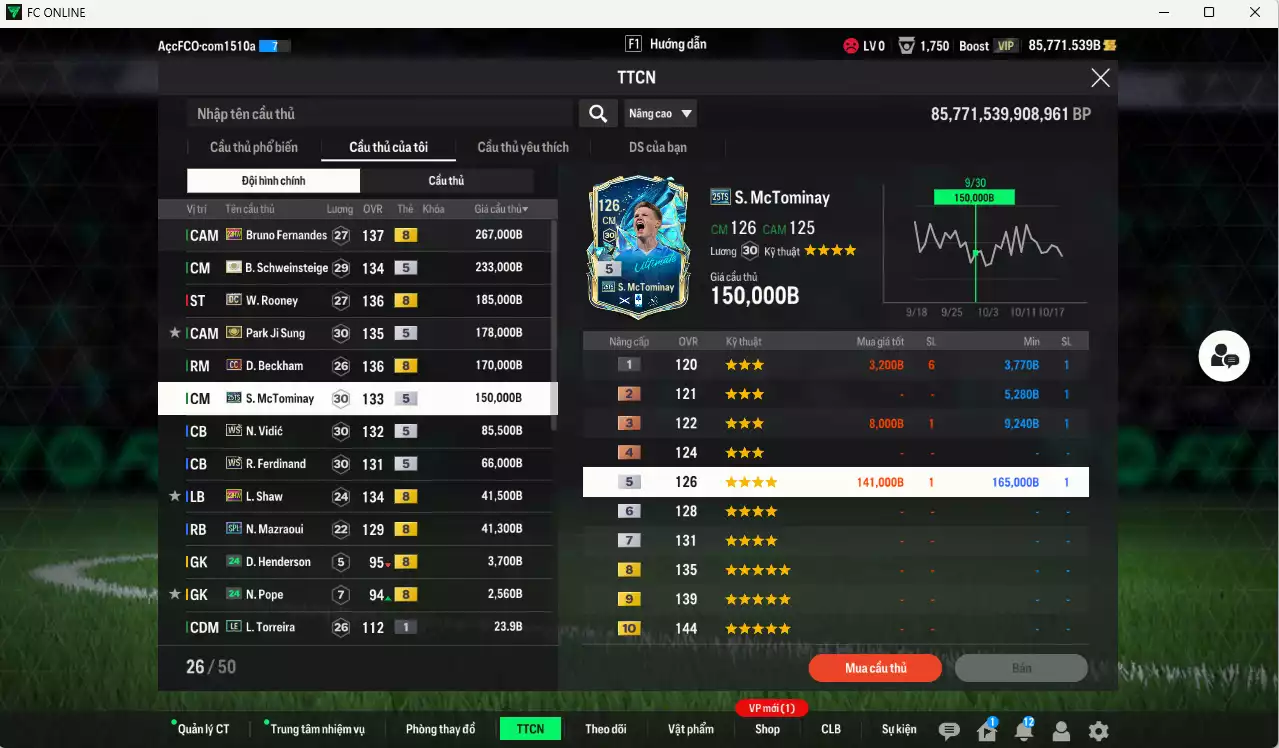 Ảnh [ACC Rẻ🔥] Man Utd. 1.423.620b dư 85.000b có Bruno 23HW, Rooney DC, Schweinsteiger ITM+5, Park ITM+5, Beckham DC, McTominay 25TS, Vidic WS, Ferdinand WS, Shaw 23HW, Mazraoui SPL... VIP BK Tháng 11