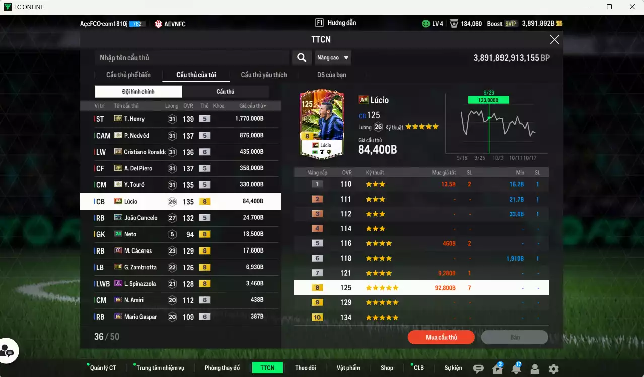 Ảnh [ACC Rẻ🔥] Juventus 3.926.850b có Henry ITM+5, Nedved ITM+5, CR7 BLD+6, Del Piero ITM+5, Touré ITM+5, Lúcio JNM, Cancelo 25TS, Cáceres CC... Đã đào tạo full chỉ số nhiều CT, HLV Xịn, VIP BK Tháng 10
