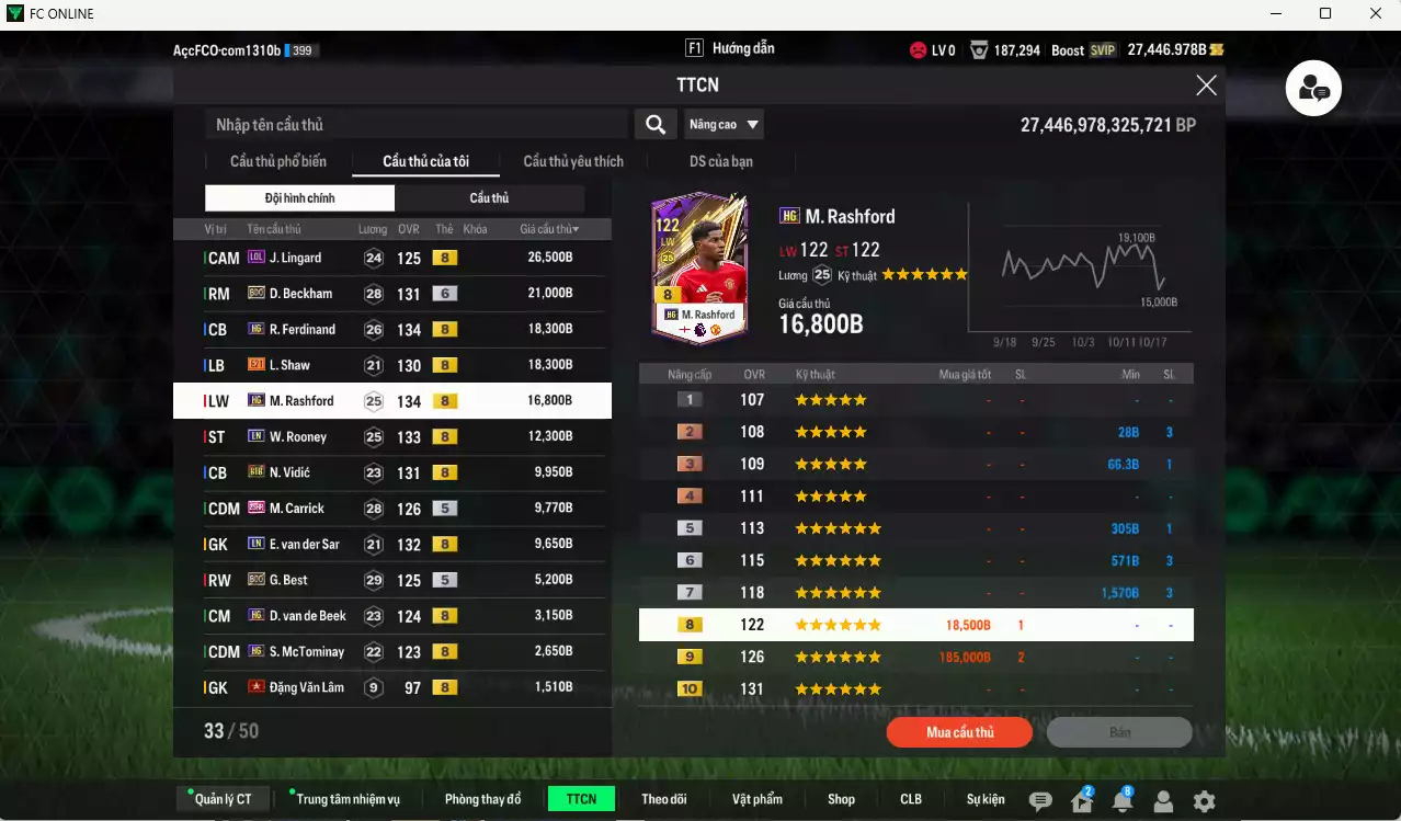 Ảnh [ACC Rẻ🔥] Man Utd. 553.430b dư 27.000b có CR7 BLD, Park CC, Forlán No.7, Charlton ICON+6, Lingard LOL, Beckham BDO+6, Ferdinand HG, Mazraoui SPL, Shaw E21, Rashford HG, Rooney LN... Còn nhiều SVIP, CP GIẢM THUẾ, Dư 37.000 TC, HLV Xịn