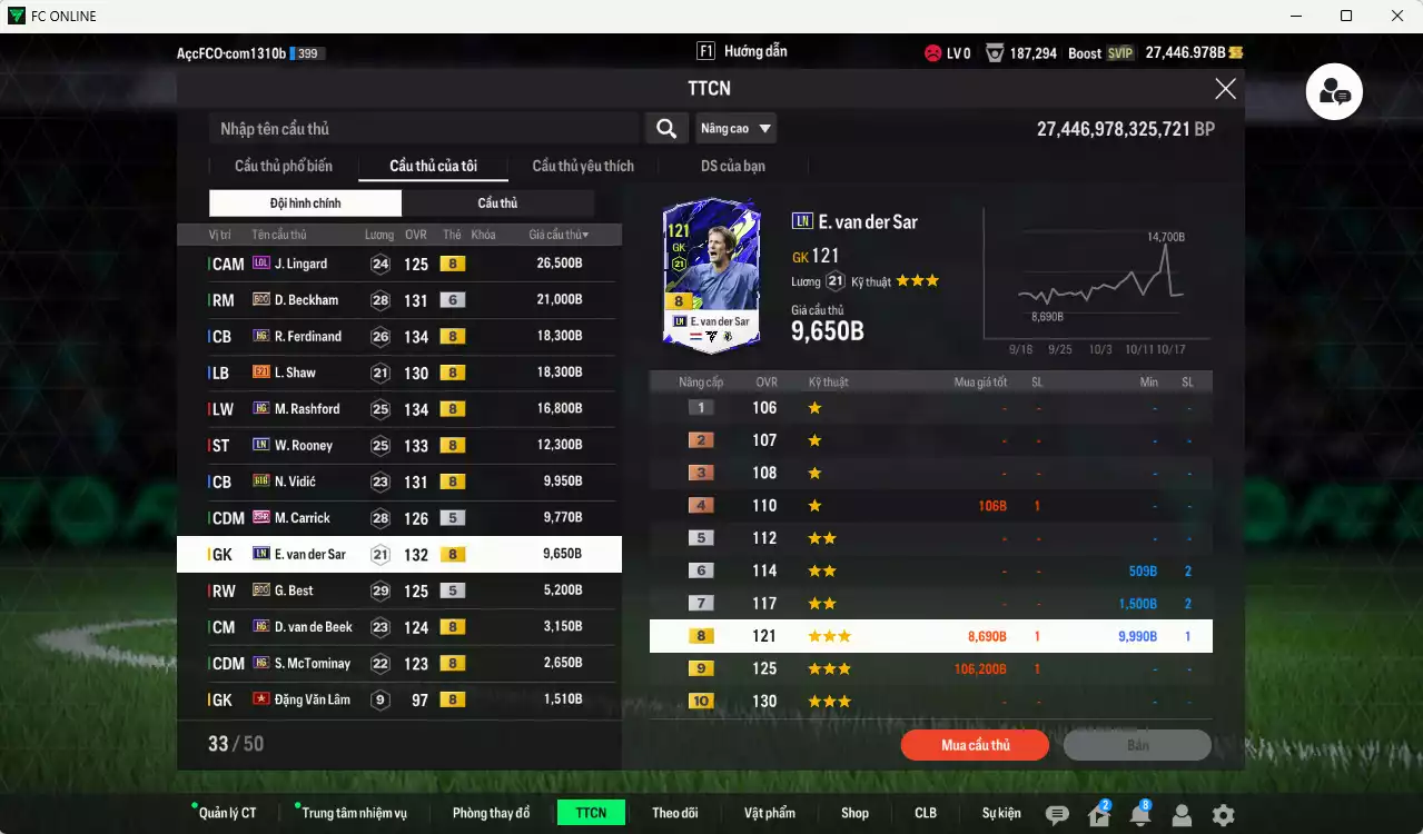 Ảnh [ACC Rẻ🔥] Man Utd. 553.430b dư 27.000b có CR7 BLD, Park CC, Forlán No.7, Charlton ICON+6, Lingard LOL, Beckham BDO+6, Ferdinand HG, Mazraoui SPL, Shaw E21, Rashford HG, Rooney LN... Còn nhiều SVIP, CP GIẢM THUẾ, Dư 37.000 TC, HLV Xịn