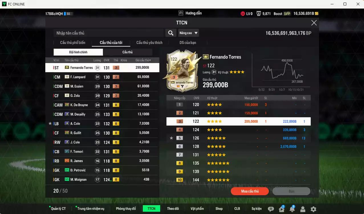 Ảnh [ACC Rẻ🔥] Chelsea 501.220b dư 16.000b có Torres ITM+3, Lampard ITM+3, Essien ITM+3, Zola ITM+3, De Bruyne BTB, Desailly LN, A. Cole LN...