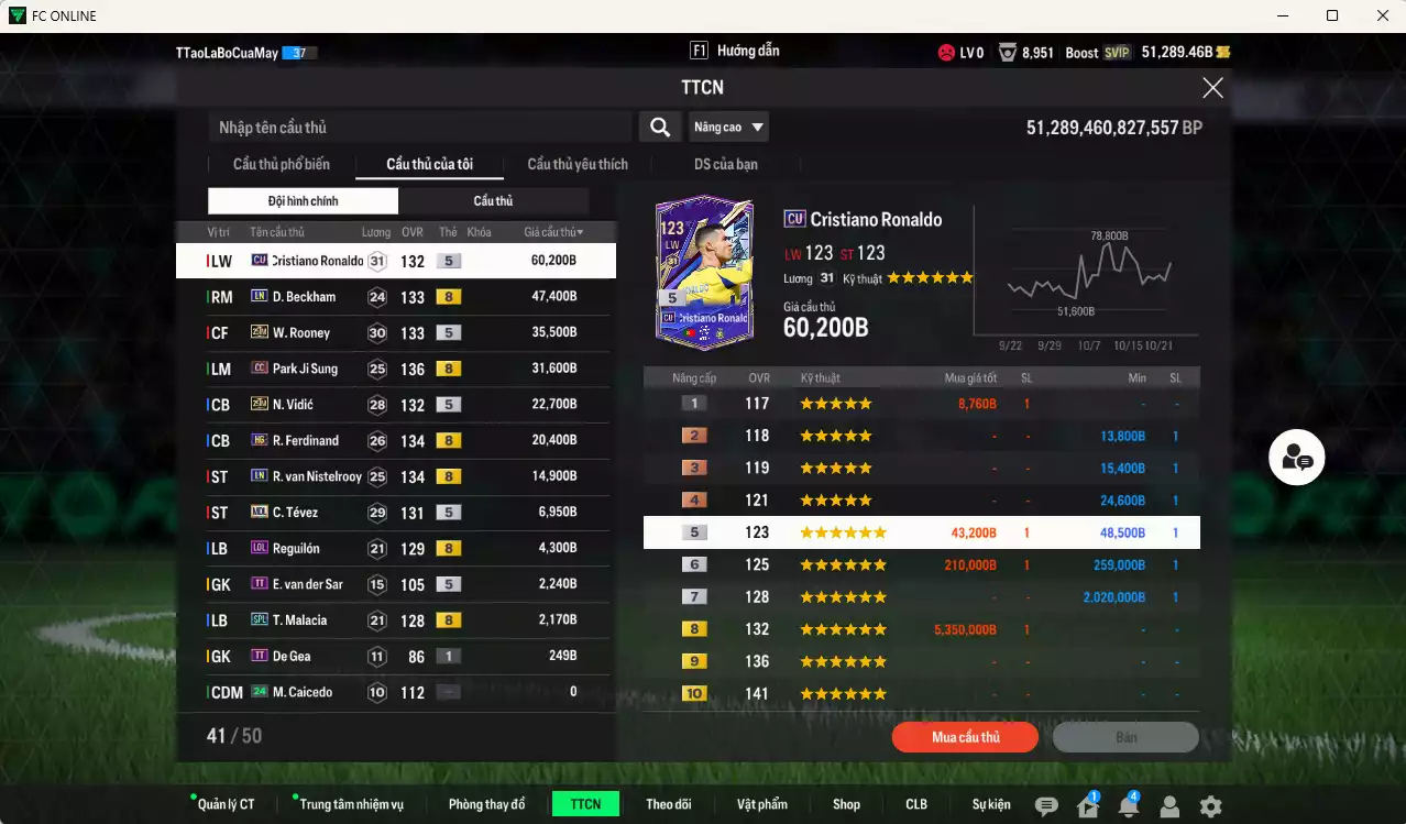 Ảnh [ACC Rẻ🔥] Man Utd. 248.600b dư 51.000b có CR7 CU, Beckham LN, Rooney 25IM, Park CC, Vidic 25IM, Ferdinand HG, Van Gol LN...