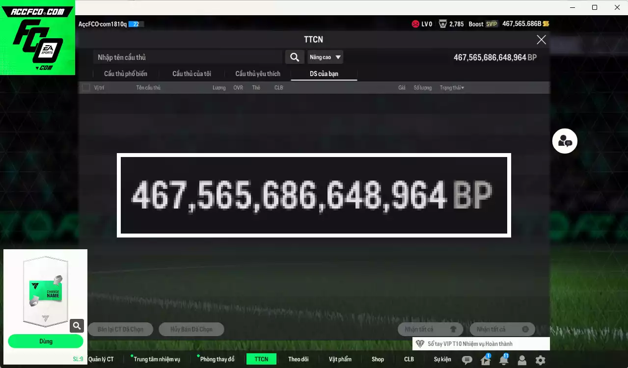 [ACC Rẻ🔥] ACC 467565b trắng, có thẻ đổi tên