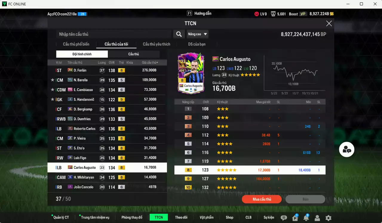 Ảnh [ACC Rẻ🔥] Inter Milan 781.110b có Forlán JNM, Barella 25TS, Cambiasso 25HR+6, Bergkamp HG, Dumfries 25TS, Carlos CC, Vieira LN, Eto LN, Figo LN, Augusto 23HW, Mkhitaryan FA...
