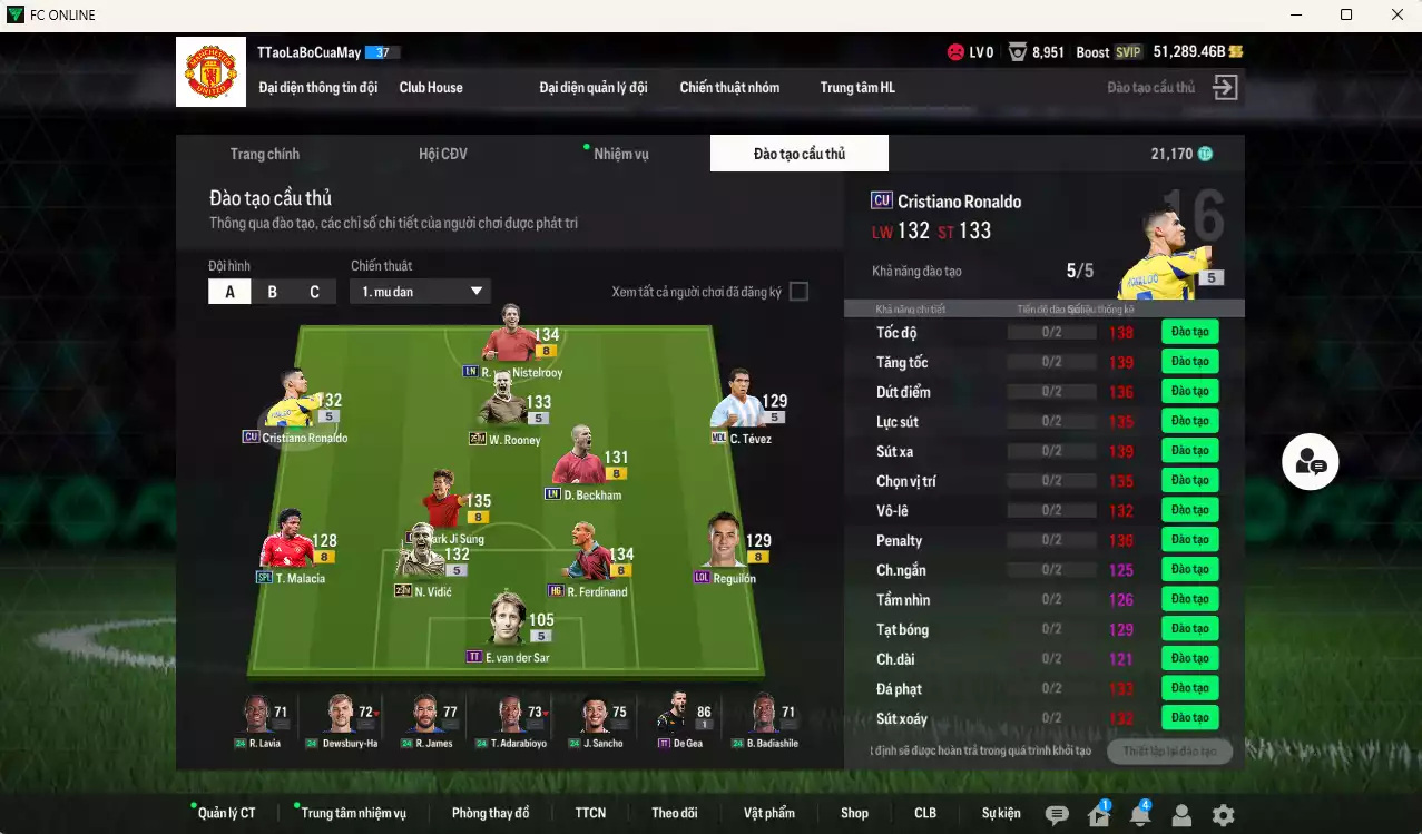 Ảnh [ACC Rẻ🔥] Man Utd. 248.600b dư 51.000b có CR7 CU, Beckham LN, Rooney 25IM, Park CC, Vidic 25IM, Ferdinand HG, Van Gol LN...
