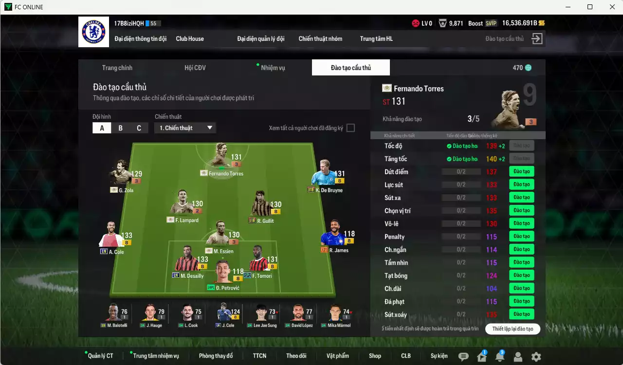 Ảnh [ACC Rẻ🔥] Chelsea 501.220b dư 16.000b có Torres ITM+3, Lampard ITM+3, Essien ITM+3, Zola ITM+3, De Bruyne BTB, Desailly LN, A. Cole LN...