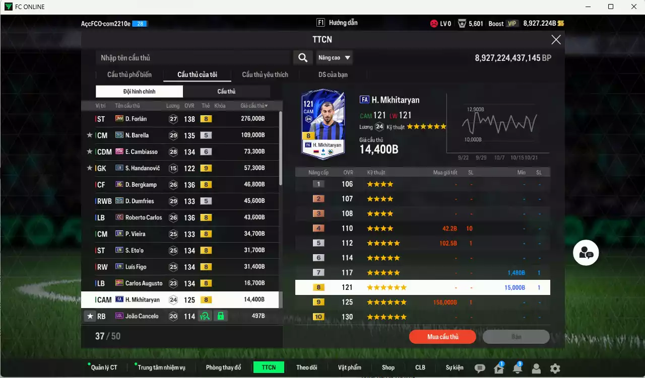 Ảnh [ACC Rẻ🔥] Inter Milan 781.110b có Forlán JNM, Barella 25TS, Cambiasso 25HR+6, Bergkamp HG, Dumfries 25TS, Carlos CC, Vieira LN, Eto LN, Figo LN, Augusto 23HW, Mkhitaryan FA...