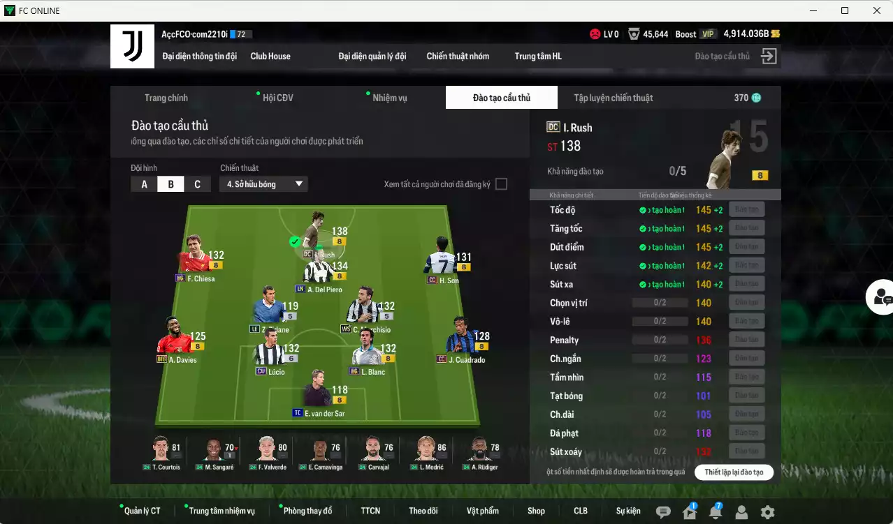 Ảnh [ACC Rẻ🔥] Juventus 404.590b có Rush DC, Marchisio WS, Lúcio CU+6, Del Piero LN, Zidane LE, H. Son CC, Blanc HG, Chiesa HG...