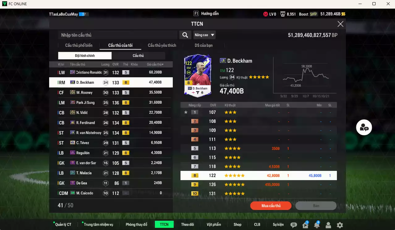 Ảnh [ACC Rẻ🔥] Man Utd. 248.600b dư 51.000b có CR7 CU, Beckham LN, Rooney 25IM, Park CC, Vidic 25IM, Ferdinand HG, Van Gol LN...