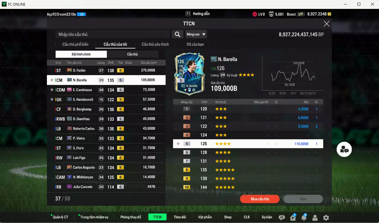 Ảnh [ACC Rẻ🔥] Inter Milan 781.110b có Forlán JNM, Barella 25TS, Cambiasso 25HR+6, Bergkamp HG, Dumfries 25TS, Carlos CC, Vieira LN, Eto LN, Figo LN, Augusto 23HW, Mkhitaryan FA...