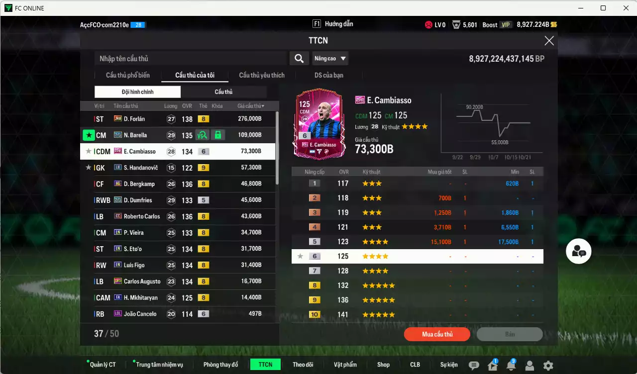 Ảnh [ACC Rẻ🔥] Inter Milan 781.110b có Forlán JNM, Barella 25TS, Cambiasso 25HR+6, Bergkamp HG, Dumfries 25TS, Carlos CC, Vieira LN, Eto LN, Figo LN, Augusto 23HW, Mkhitaryan FA...