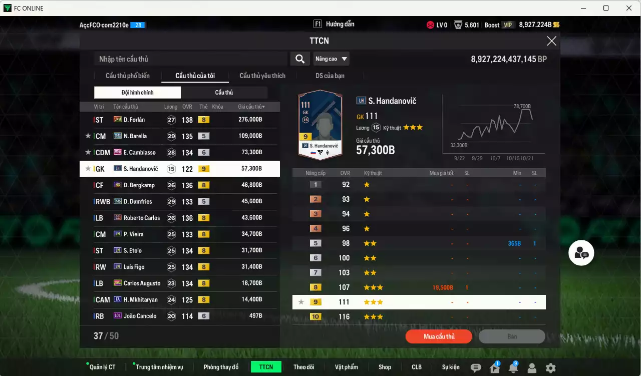 Ảnh [ACC Rẻ🔥] Inter Milan 781.110b có Forlán JNM, Barella 25TS, Cambiasso 25HR+6, Bergkamp HG, Dumfries 25TS, Carlos CC, Vieira LN, Eto LN, Figo LN, Augusto 23HW, Mkhitaryan FA...