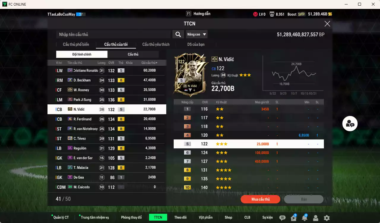 Ảnh [ACC Rẻ🔥] Man Utd. 248.600b dư 51.000b có CR7 CU, Beckham LN, Rooney 25IM, Park CC, Vidic 25IM, Ferdinand HG, Van Gol LN...