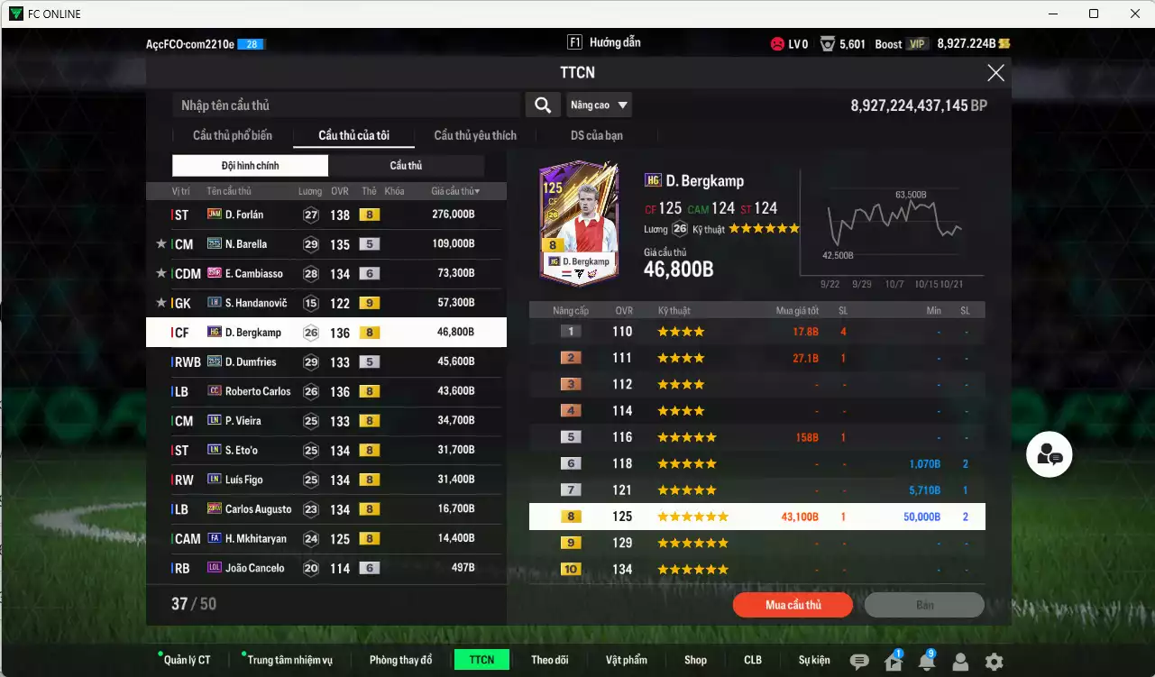 Ảnh [ACC Rẻ🔥] Inter Milan 781.110b có Forlán JNM, Barella 25TS, Cambiasso 25HR+6, Bergkamp HG, Dumfries 25TS, Carlos CC, Vieira LN, Eto LN, Figo LN, Augusto 23HW, Mkhitaryan FA...